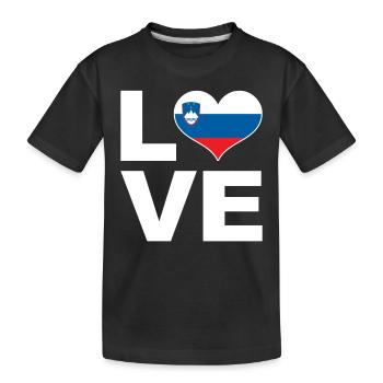 Ich liebe Slowenien Herz Flagge Slowenien - Kinder Premium Bio T-Shirt - Schwarz - Vorne