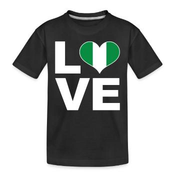 Ich liebe Nigeria Herz Flagge Nigeria - Kinder Premium Bio T-Shirt - Schwarz - Vorne