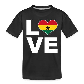 Ich liebe Ghana Herz Flagge Ghana - Kinder Premium Bio T-Shirt - Schwarz - Vorne