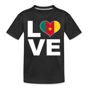 Ich liebe Kamerun Herz Flagge Kamerun - Kinder Premium Bio T-Shirt - Schwarz - Vorne