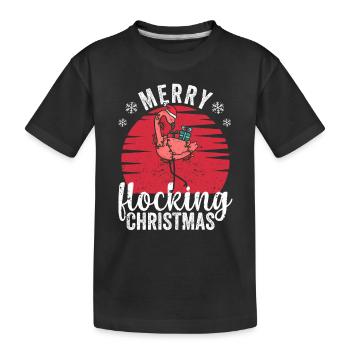 Tropische Florida Flamingo Xmas PJs Fröhliche - Kinder Premium Bio T-Shirt - Schwarz - Vorne