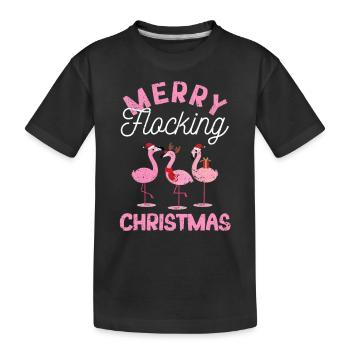 Fröhliche Beflockung Weihnachten Tropische Florida - Kinder Premium Bio T-Shirt - Schwarz - Vorne