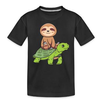 Drôle de tortue de mer Tortue de mer Eau de mer - T-shirt bio Premium Enfant - noir - Devant