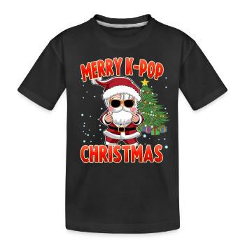 Frohe K-Pop Weihnachten Santa K Pop Style - Kinder Premium Bio T-Shirt - Schwarz - Vorne