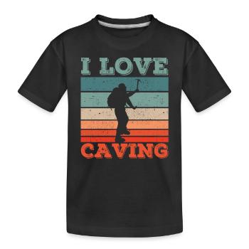 I love caving caving caving - Kids' Premium Organic T-Shirt - black - Front