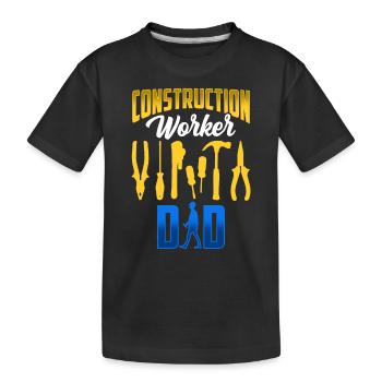 Construction Worker Father Construction Team Construction Site Teamwork - Kids' Premium Organic T-Shirt - black - Front