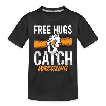 Catch Wrestling Free Hugs Wrestler Fight Grappling - Kids' Premium Organic T-Shirt - black - Front