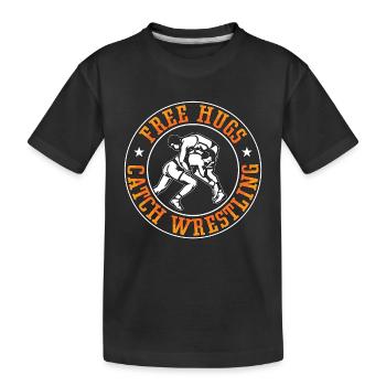 Catch Wrestling Free Hugs Fight Grappling Wrestler - Kids' Premium Organic T-Shirt - black - Front