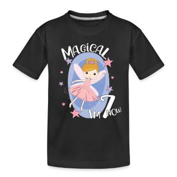 7ème anniversaire fille fée 7 ans bday fête - T-shirt bio Premium Enfant - noir - Devant