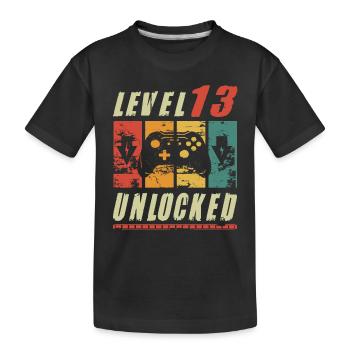 Niveau 13 Joueur débloqué Fête ses 13 ans Cadeau d’anniversaire - T-shirt bio Premium Enfant - noir - Devant