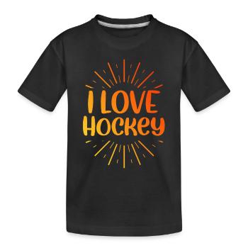 I love hockey - Kids' Premium Organic T-Shirt - black - Front