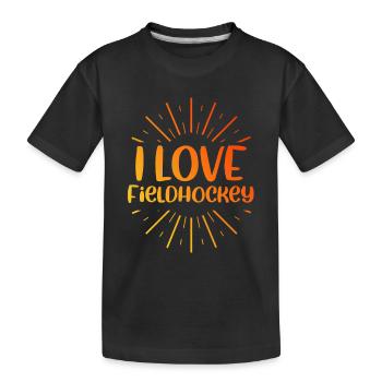 I love field hockey - Kids' Premium Organic T-Shirt - black - Front