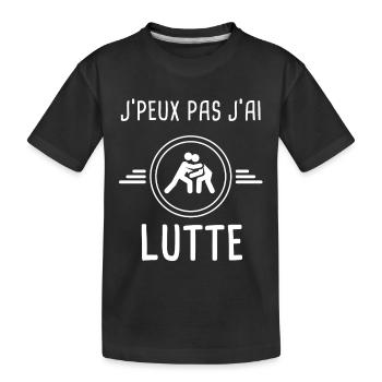 lutte je peux pas j'ai lutte lutteur - T-shirt bio Premium Enfant - noir - Devant
