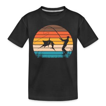 Fischer Fischen Angeln Angel Angler Fische Fisch - Kinder Premium Bio T-Shirt - Schwarz - Vorne