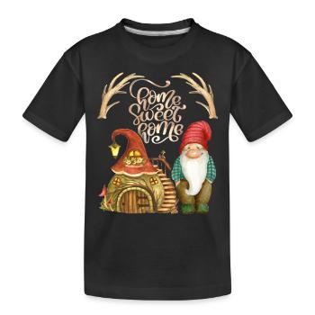 Gnom-Zwerg, Zwergenhaus, Märchen mit Zwergen - Kinder Premium Bio T-Shirt - Schwarz - Vorne