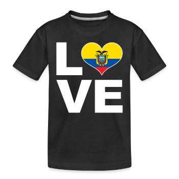 Ich liebe Ecuador Herz Flagge Ecuador - Kinder Premium Bio T-Shirt - Schwarz - Vorne