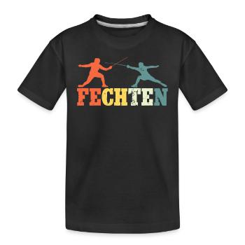 Fechten - Kinder Premium Bio T-Shirt - Schwarz - Vorne