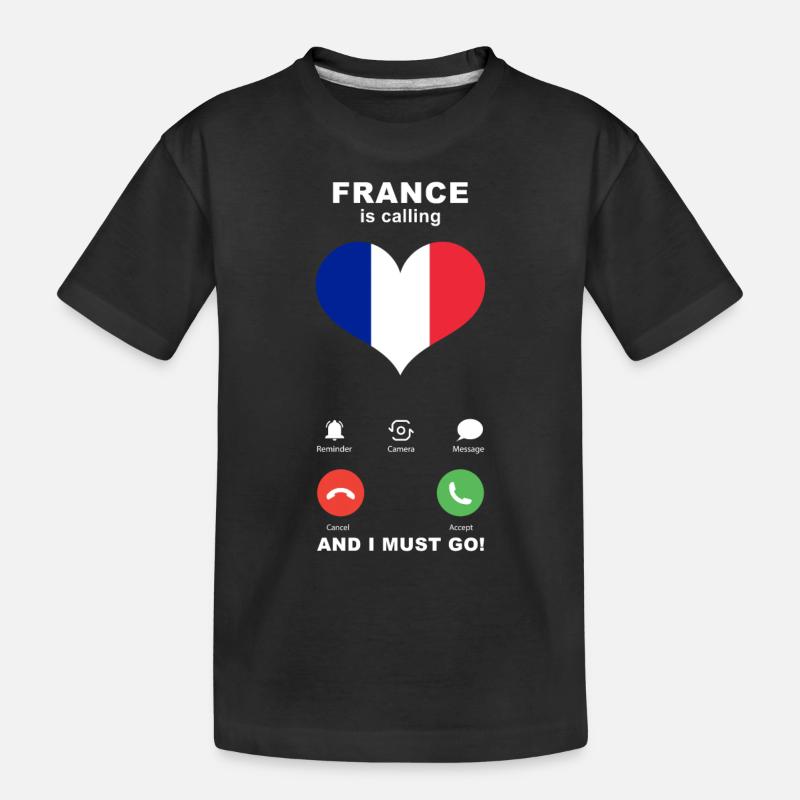 Frankreich is calling Frankreich Herz Souvenir - Kinder Premium Bio T-Shirt - Schwarz
