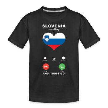 Slowenien is calling Slowenien Herz Souvenir - Kinder Premium Bio T-Shirt - Schwarz - Vorne