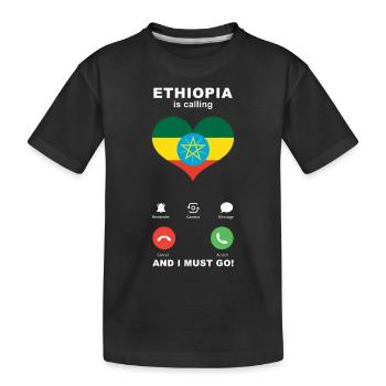 Ethiopia is calling Ethiopia Heart Souvenir - Kids' Premium Organic T-Shirt - black - Front