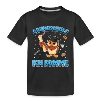 Grundschule ich komme Einschulung 1. Klasse - Kinder Premium Bio T-Shirt - Schwarz - Vorne