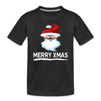 weihnachtsmann merry xmas grinsen - Kinder Premium Bio T-Shirt - Schwarz - Vorne
