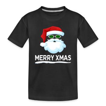 MERRY XMAS Santa Claus with mustache - Kids' Premium Organic T-Shirt - black - Front