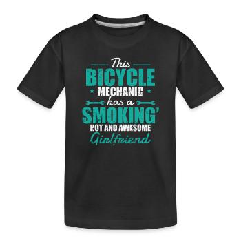 Bicycle Mechanic has a hot and awesome Girlfriend - Kinder Premium Bio T-Shirt - Schwarz - Vorne