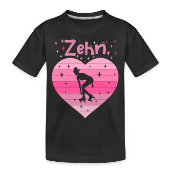 Herz Liebe Sport Rollschuh Mädchen 10. Geburtstag - Kinder Premium Bio T-Shirt - Schwarz - Vorne
