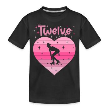 Herz Liebe Sport Rollschuh Mädchen 12. Geburtstag - Kinder Premium Bio T-Shirt - Schwarz - Vorne
