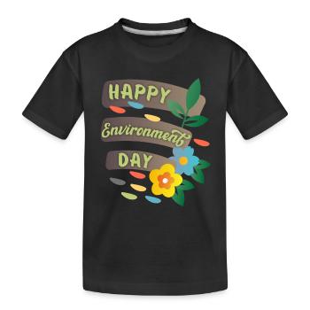 Journée mondiale de l’environnement, Bonne Journée de l’environnement avec des fleurs - T-shirt bio Premium Enfant - noir - Devant