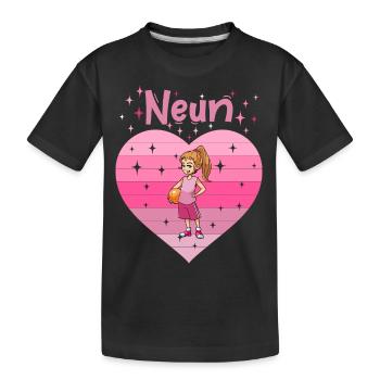 Herz Liebe Sport Basketball Mädchen 9. Geburtstag - Kinder Premium Bio T-Shirt - Schwarz - Vorne