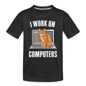 Travailler avec des ordinateurs et des chats Anglais - T-shirt bio Premium Enfant - noir - Devant