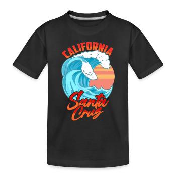 Santa Cruz California Waves Surf Beach - Kids' Premium Organic T-Shirt - black - Front