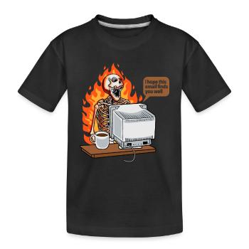 Gesättigter Kaffee bei der Arbeit Neue E-Mail - Kinder Premium Bio T-Shirt - Schwarz - Vorne