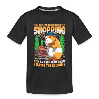 MEERSCHWEINCHEN FUTTER EINKAUFSWAGEN - Kinder Premium Bio T-Shirt - Schwarz - Vorne