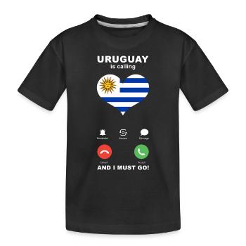 Uruguay is calling Uruguay Heart Souvenir - Kids' Premium Organic T-Shirt - black - Front