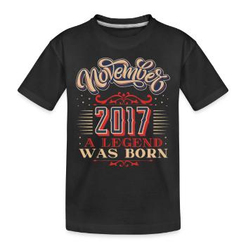 TS2622 4500x5400 12017, Birthday, November 2017, - Kids' Premium Organic T-Shirt - black - Front
