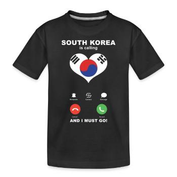 South Korea is calling South Korea Heart Souvenir - Kids' Premium Organic T-Shirt - black - Front