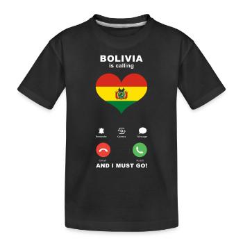 Bolivien is calling Bolivien Herz Souvenir - Kinder Premium Bio T-Shirt - Schwarz - Vorne