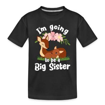 Va être une grande sœur cerf promu grande sœur - T-shirt bio Premium Enfant - noir - Devant