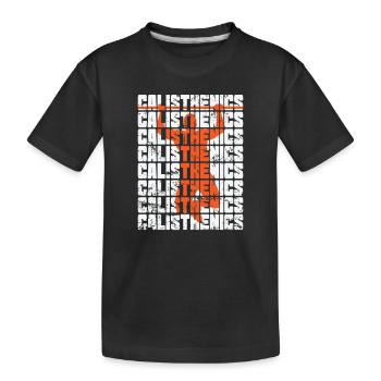Calisthenics Pull-Up Bar Fitness Workout - Kids' Premium Organic T-Shirt - black - Front