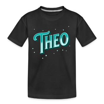 Theo Namen personalisiert - Kinder Premium Bio T-Shirt - Schwarz - Vorne