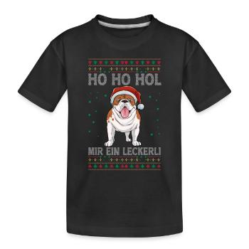 Bulldogge Weihnachten - Kinder Premium Bio T-Shirt - Schwarz - Vorne