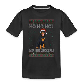 Rottweiler Weihnachten - Kinder Premium Bio T-Shirt - Schwarz - Vorne