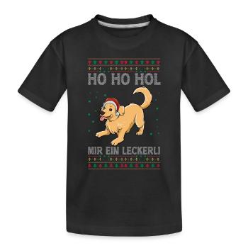 Golden Retriever Weihnachten - Kinder Premium Bio T-Shirt - Schwarz - Vorne