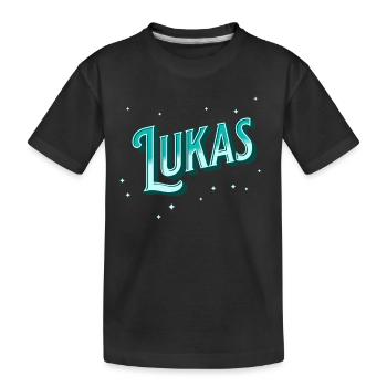 Lukas' name personalized - Kids' Premium Organic T-Shirt - black - Front