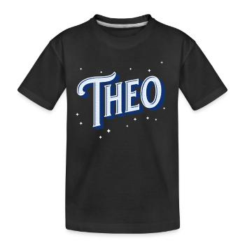 Theo Namen personalisiert - Kinder Premium Bio T-Shirt - Schwarz - Vorne