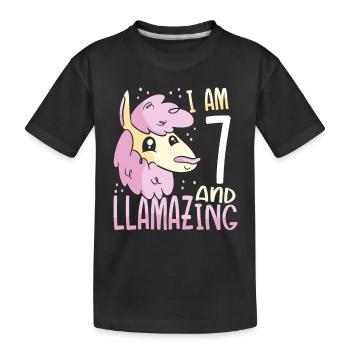 I Am A Seven-Year-Old Lama - Kids' Premium Organic T-Shirt - black - Front