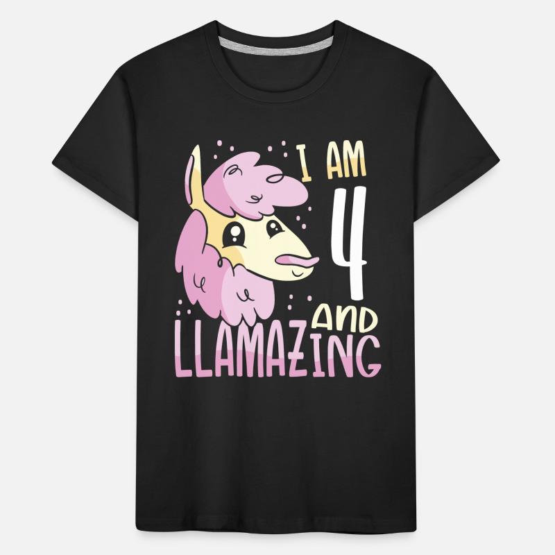 Ich Bin Ein Vierjähriges Lama Kinder Premium Bio T-Shirt